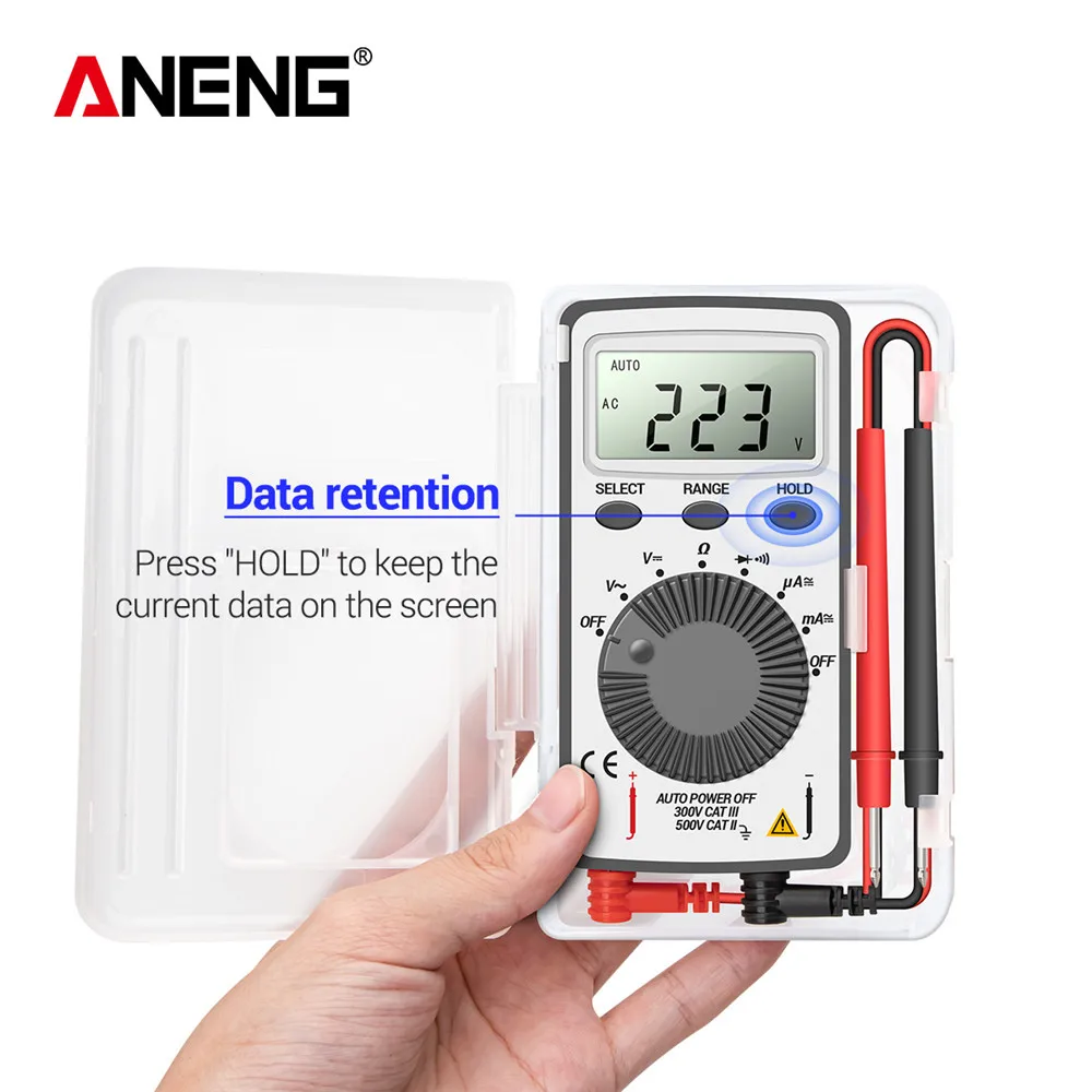 ANENG AN101 Mini dijital multimetre multimetre multimetre tester DC/AC gerilim akım Test kurşun ile lcr metre cep profesyonel Test