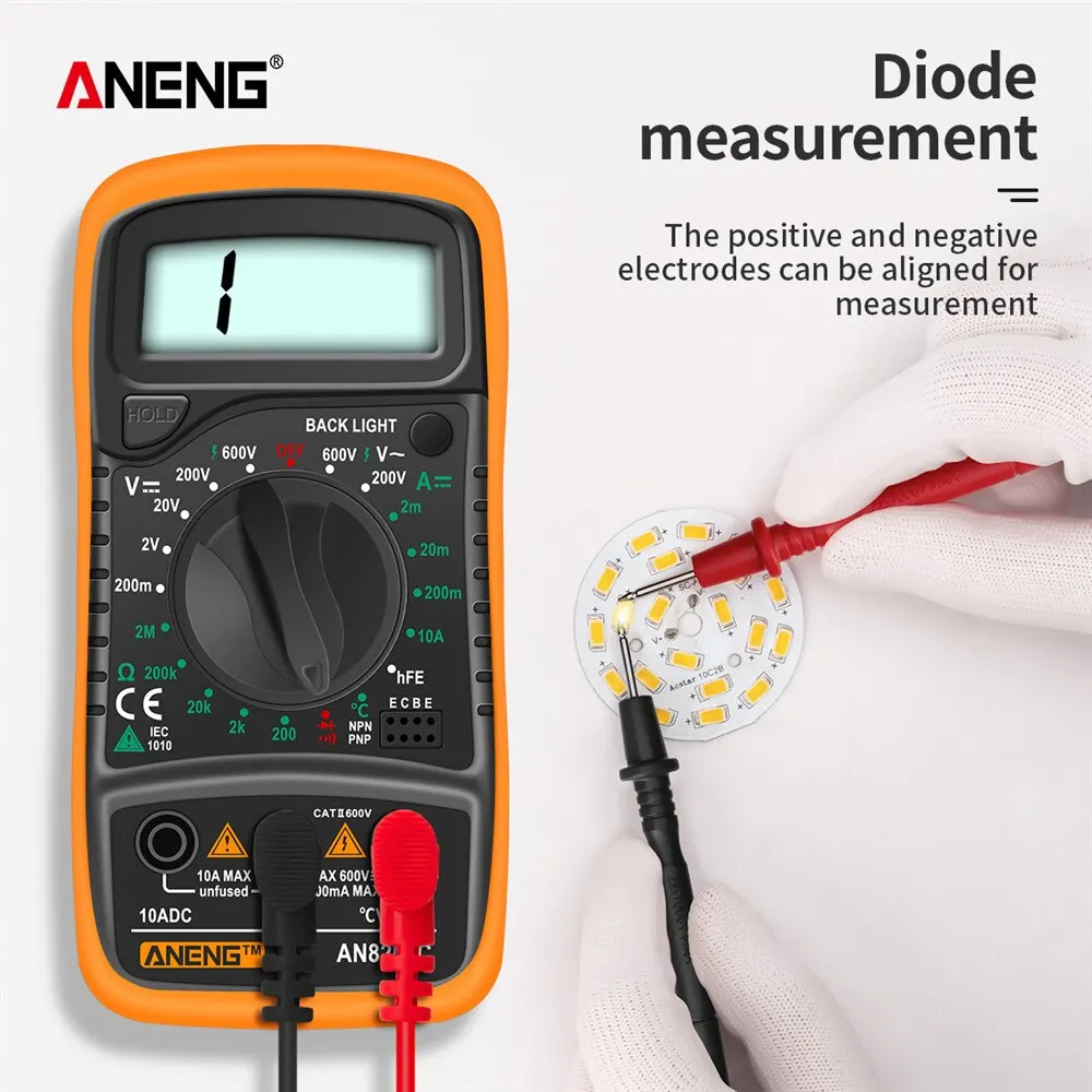 ANENG anan5c dijital multimetre AC/DC ampermetre Volt Ohm multimetre Tester metre termokupl LCD arka işık ile taşınabilir