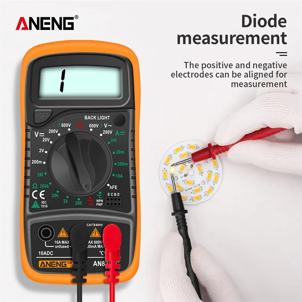 ANENG anan5c dijital multimetre AC/DC ampermetre Volt Ohm multimetre Tester metre termokupl LCD arka işık ile taşınabilir - Görsel 2