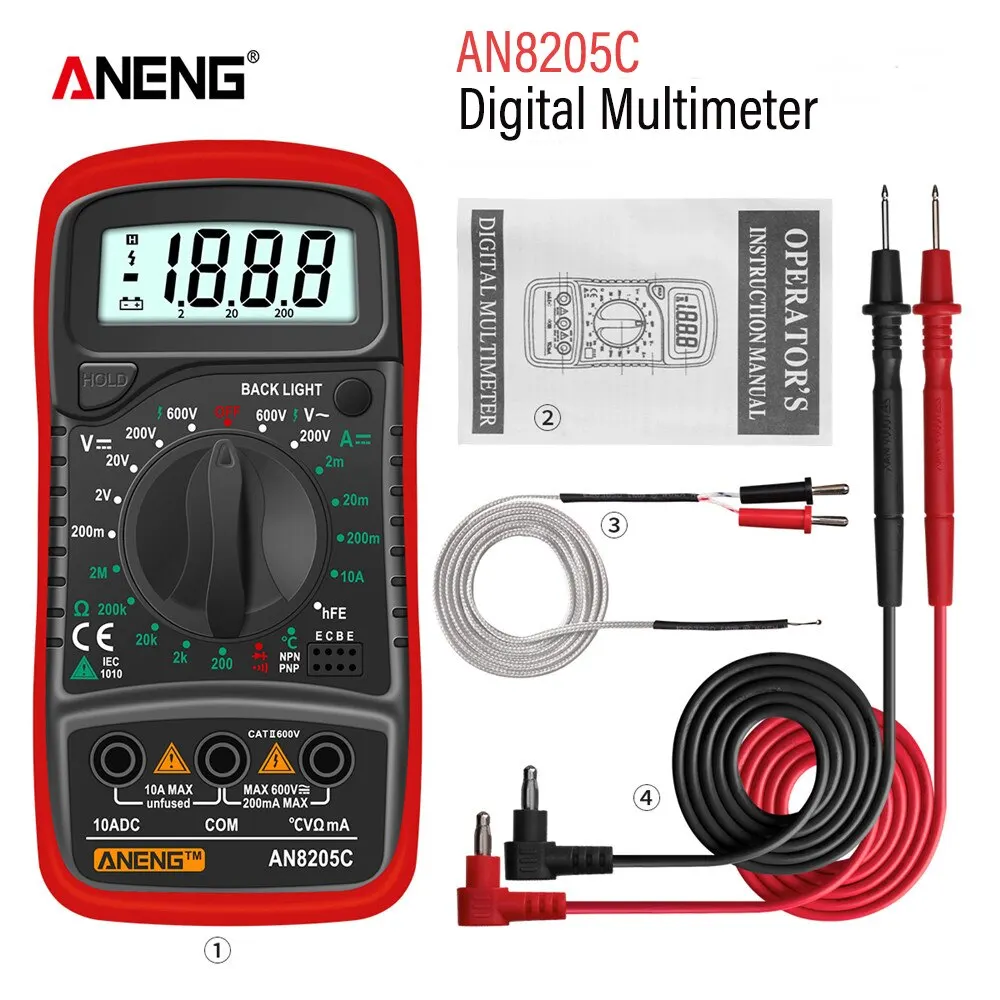 ANENG anan5c dijital multimetre AC/DC ampermetre Volt Ohm multimetre Tester metre termokupl LCD arka işık ile taşınabilir
