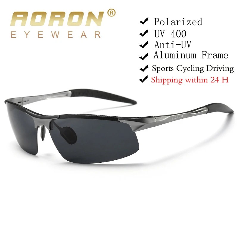 AORON sürüş polarize güneş gözlüğü erkekler alüminyum magnezyum çerçeve spor güneş gözlüğü sürücü Retro gözlük Sunglass UV400 parlama önleyici