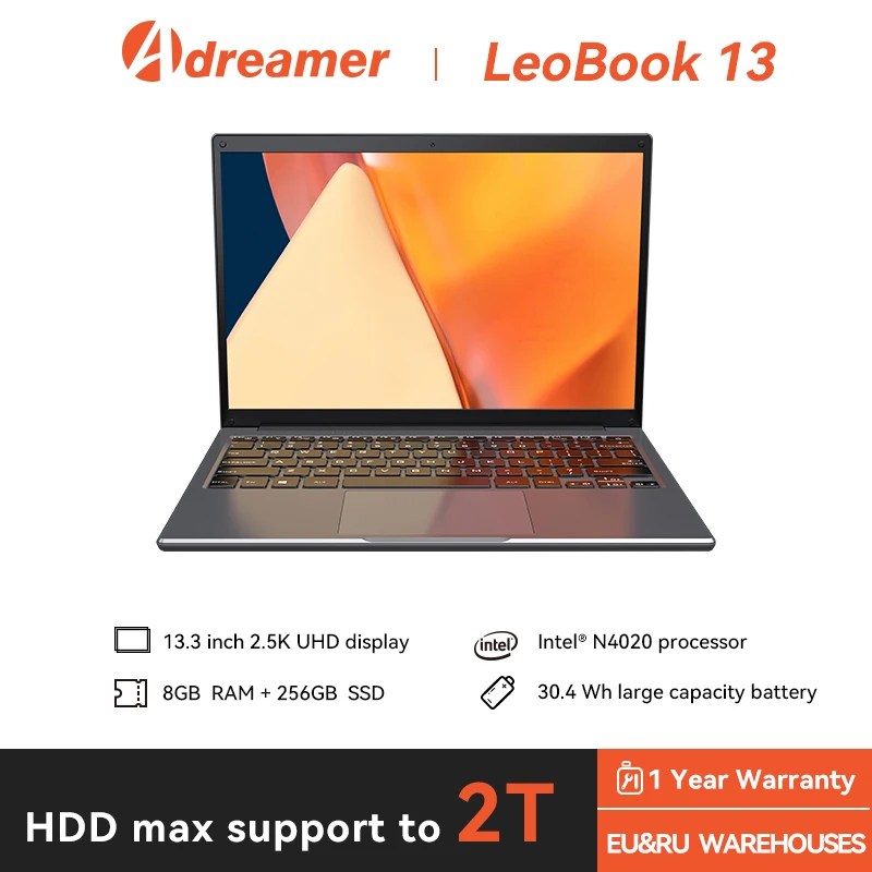 Adleoleobook13 dizüstü 8GB RAM 1TB SSD bilgisayar 13.3 inç Intel dizüstü 2560X1600 çözünürlük Celeron N4020 taşınabilir bilgisayar