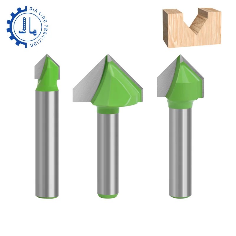 Ahşap kesme aletleri CNC 3d V şekli gravür araçları el V kanal açma yönlendirici Bit Set için ahşap freze kesici End Mill