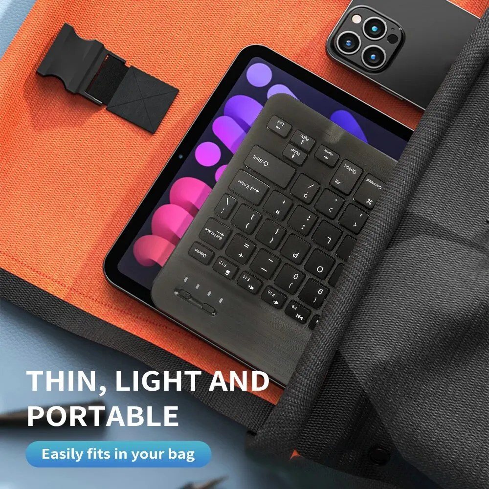 Aigo Bluetooth kablosuz klavye şarj edilebilir siyah 10 inç klavye IOS Android Windows Tablet için iPad hava Mini klavye - Görsel 2