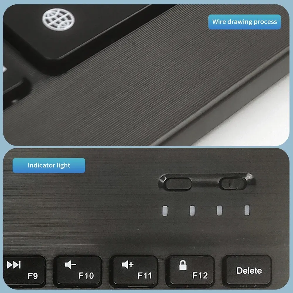 Aigo Bluetooth kablosuz klavye şarj edilebilir siyah 10 inç klavye IOS Android Windows Tablet için iPad hava Mini klavye