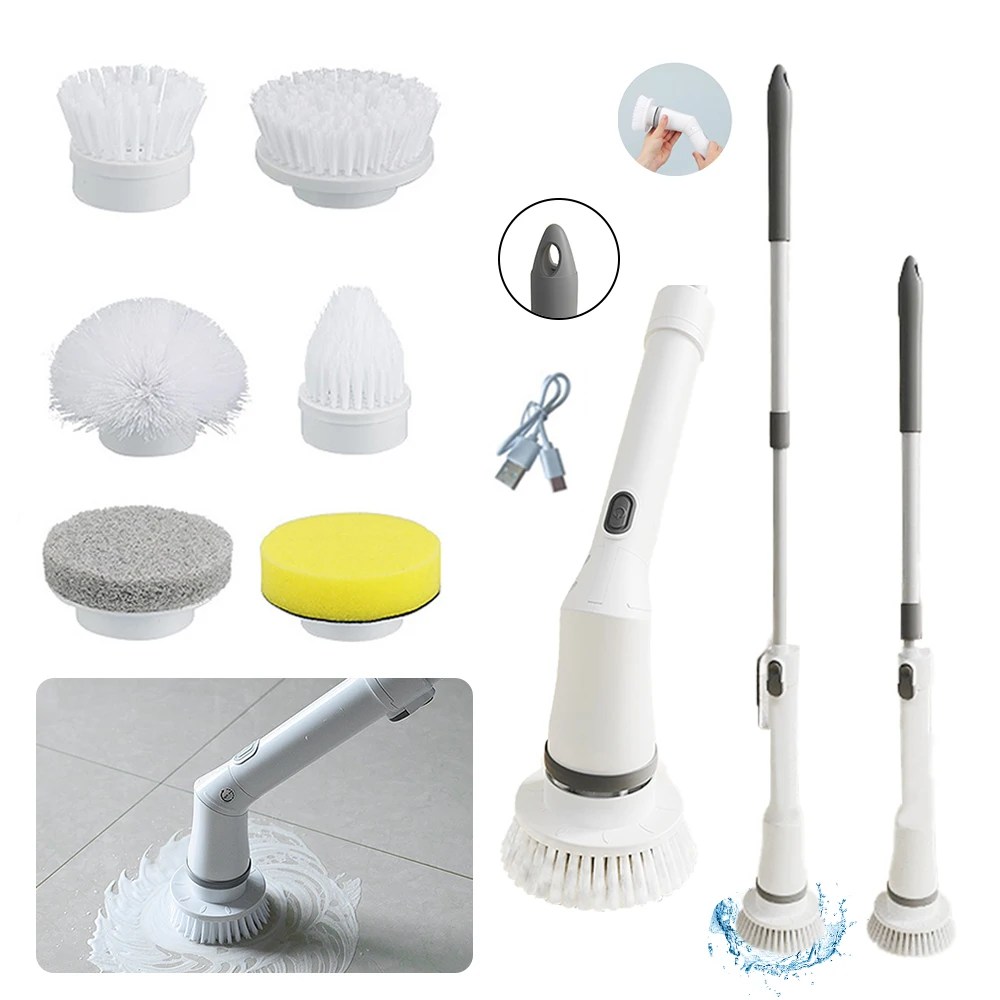 Akülü temizleme fırçası uzatma elektrikli fırça pencere temizleyici Scrubber banyo küveti tuvalet mutfak temizleme aracı