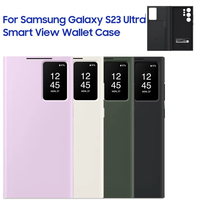Akıllı görünüm cüzdan Flip Case Samsung Galaxy S23 için Ultra SM-S918B akıllı görünüm telefon kılıfı kapak