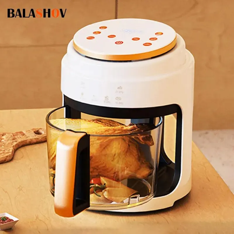 Akıllı görsel hava fritöz 3L çok fonksiyonlu yağsız fritöz otomatik ev 360 ° pişirme LED dokunmatik ekran fritöz yağ olmadan