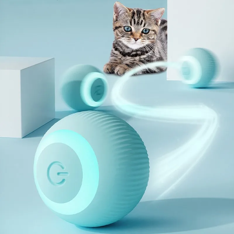 Akıllı kedi topu oyuncaklar otomatik haddeleme topu elektrikli kedi oyuncaklar interaktif kediler için eğitim kendinden hareketli yavru oyuncaklar için kapalı