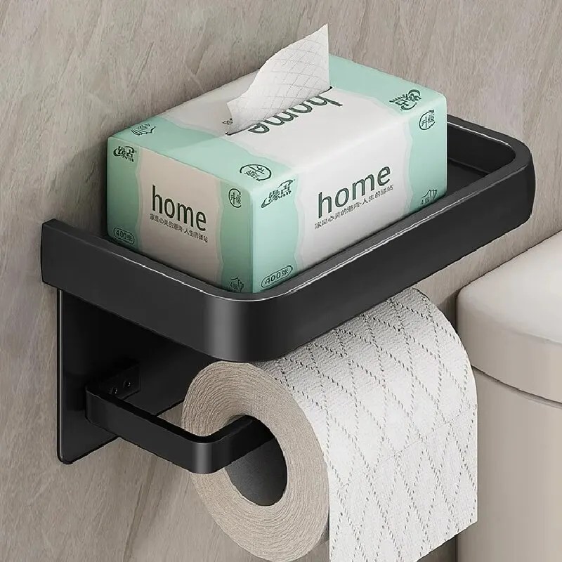 Alüminyum alaşım rulo kağıt havlu tutucu doku raf banyo doku tutucu için banyo depolama rafı banyo aksesuarları