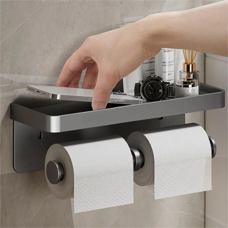 Alüminyum alaşım rulo kağıt havlu tutucu doku raf banyo doku tutucu için banyo depolama rafı banyo aksesuarları