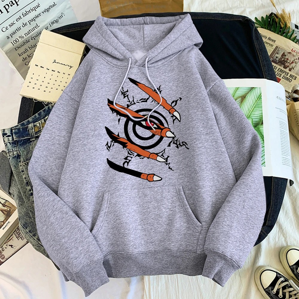 Anime Hoodie kazak Kurama baskı kazak kadın kazak erkekler moda boy Hoodies çocuk Boys kız giyim ceketler mont - Görsel 4