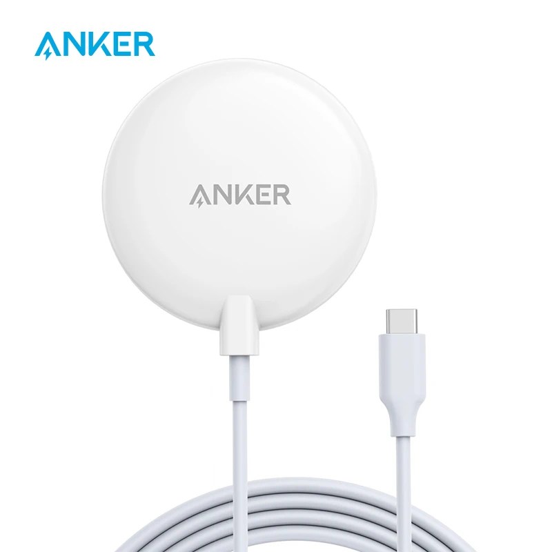 Anker 313 manyetik kablosuz şarj 5 ft dahili USB-C kablo PowerWave manyetik ped Lite Magsafe iPhone 14/13/12 serisi