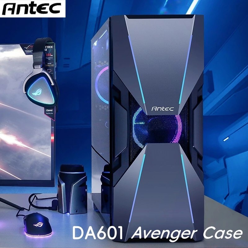 Antec PC kasa DA601 şasi koyu serisi orta kule temperli cam yan şeffaf oyun 2 fansbilgisayar kasası With With With With Standard ile standart
