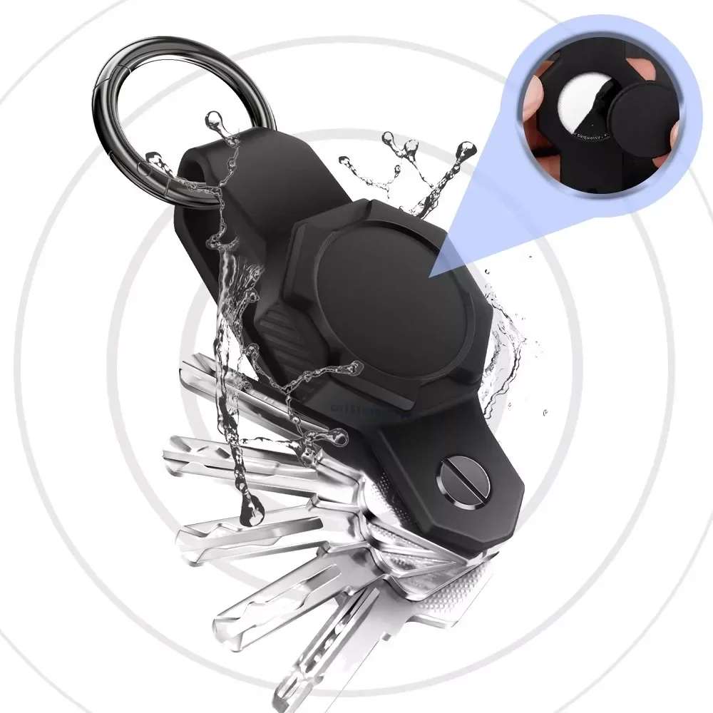 Apple Airtags anahtarlık için silikon kılıf su geçirmez anahtarlık yüzük tutucu kılıf adam aksesuarları anahtar organizatör anti-kayıp halka durumda
