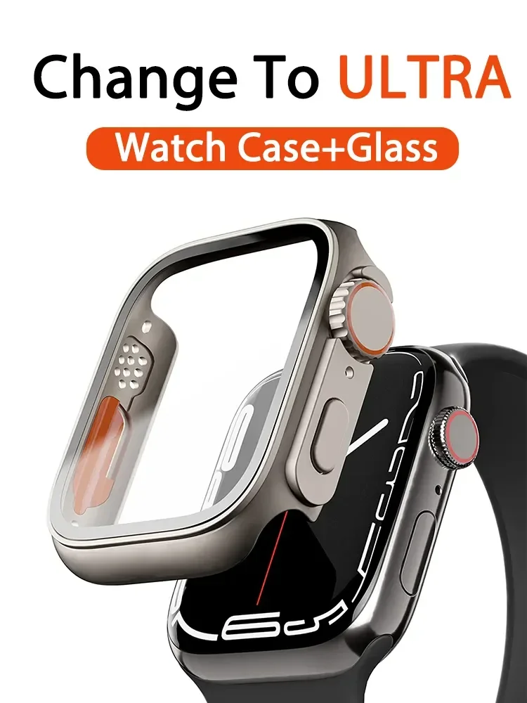 Apple için PC firma kapak İzle vaka 45mm 41mm 44mm 40mm 42mm 38mm cam görünüm yükseltme ultra iWatch serisi 9 8 7 SE iWatch 6 5 4