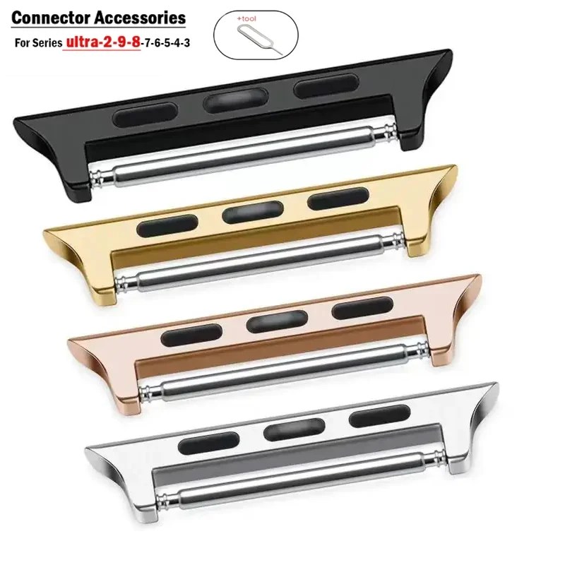 Apple için bağlayıcı saat kayışı serisi 9 8 7 6 5 4 SE 44mm 41mm 45mm Ultra 2 49mm bahar Bar Metal toka paslanmaz çelik adaptörü