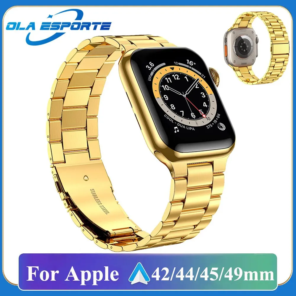 Apple için paslanmaz çelik kayış izle Ultra bant 49mm akıllı izle Metal bilezik IWatch 7 6 5 4 3 SE 8 45mm Apple Ultra 2 için