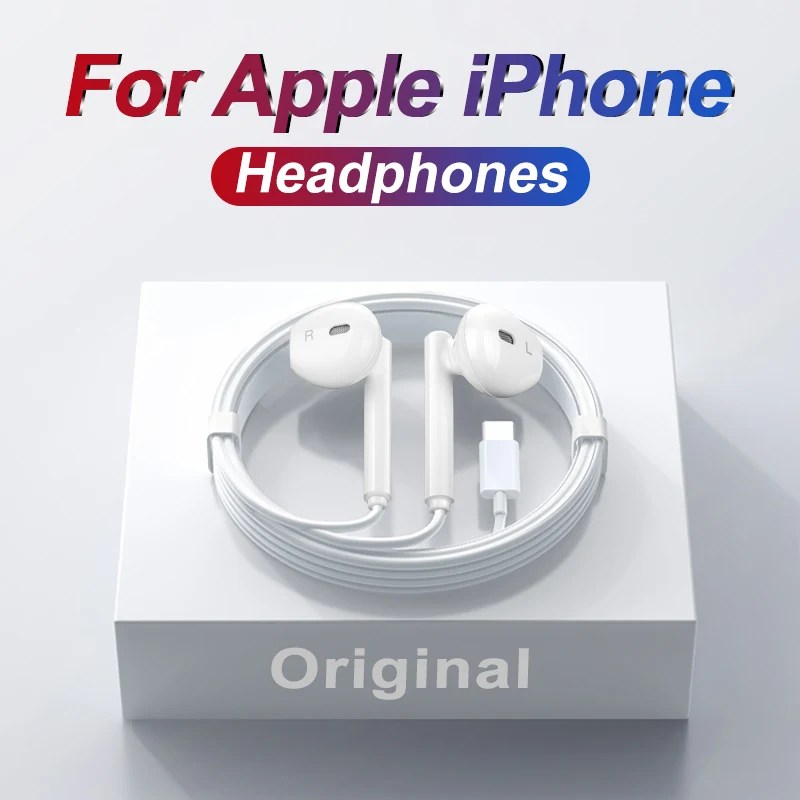 Apple iPhone 14 için kulaklıklar 13 12 11 Pro Max kablolu kulaklık X XS XR 7 8 6 Bluetooth kulaklıklar aksesuarları