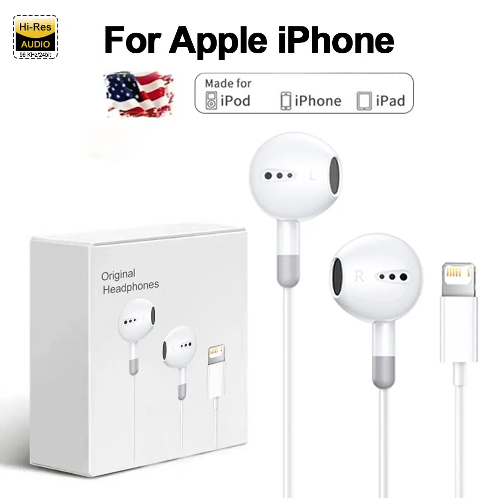 Apple iPhone için kulaklıklar 14 13 12 11 Pro Max X XR 8 7 artı kulak içi yıldırım kulaklık Bluetooth kablolu kulaklıklar aksesuarları
