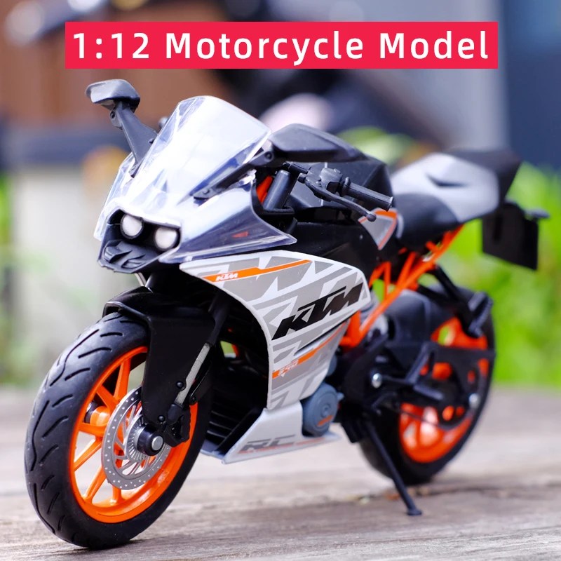 Automaxx 1:12 KTM RC390 spor motosiklet modeli büyük deplasman arabası motosiklet koleksiyonu hediye oyuncaklar