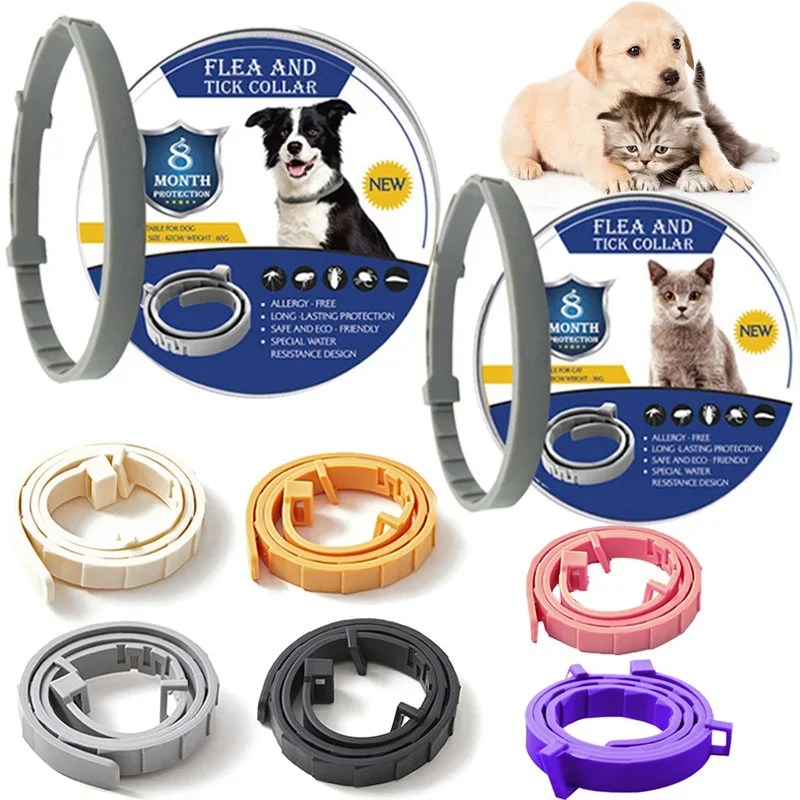 Ayarlanabilir köpek ve kedi yaka pire & kene önleme Pet yaka haşere kontrolü korumak kauçuk pire katil yaka Pet kedi aksesuarları - Görsel 2