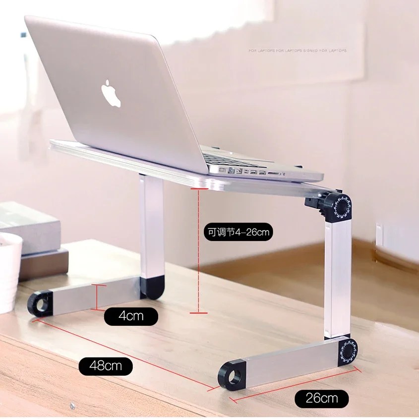 Ayarlanabilir katlanabilir dizüstü bilgisayar masası taşınabilir yatak masası Notebook soğutucu Fan standı çok fonksiyonlu bilgisayar masası Lap ofis masası - Görsel 4