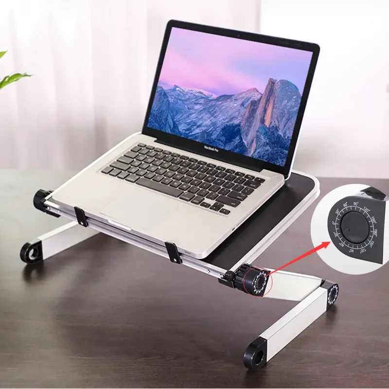 Ayarlanabilir katlanabilir dizüstü bilgisayar masası taşınabilir yatak masası Notebook soğutucu Fan standı çok fonksiyonlu bilgisayar masası Lap ofis masası