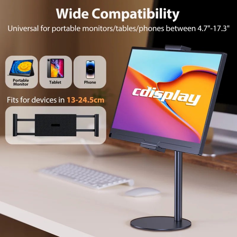 Ayarlanabilir monitör standı yüksekliği taşınabilir Vesa monitör Tablet tutucu kadar 24Cm ayakta Tablet braketi danışma dağı geniş taban