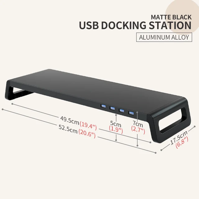 Azaltılmış boyun zorlanma için monitör danışma standı ABS bacaklar alüminyum monitör yükseltici USB3.0 Hub PC bilgisayar Laptop ile masa üstü organiser