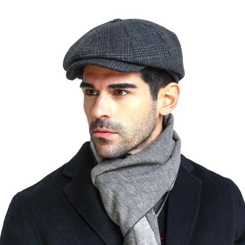 Büyük kafa boy artı boyutu erkekler klasik Newsboy Hat şapka Blend yün Vintage düz Ivy Cabbie kap hediyeler ücretsiz kargo