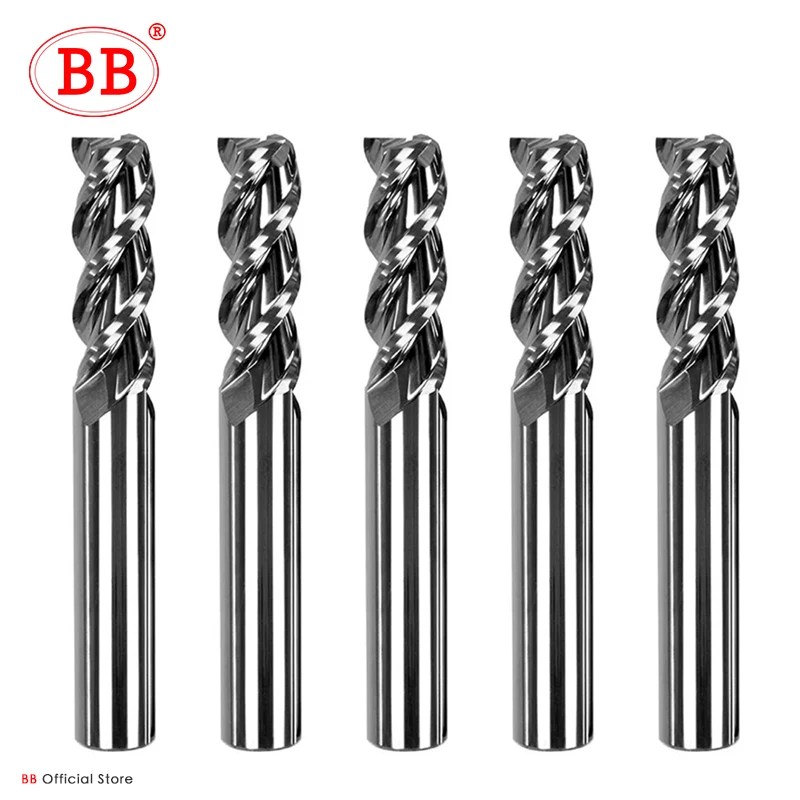 BB 3 flüt karbür freze kesicisi Tungsten End Mill CNC takım 1 ila 20mm HRC55 alüminyum fiberglas akrilik ahşap bakır plastik