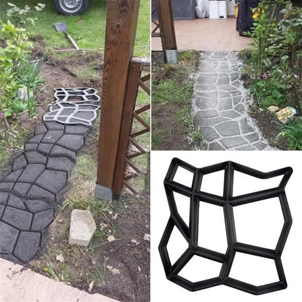 Bahçe yürüyüşü kaldırım kalıp yeniden kullanılabilir DIY elle kaldırım çimento tuğla taş yol beton kalıpları elle kaldırım bahçe dekorasyon - Görsel 2
