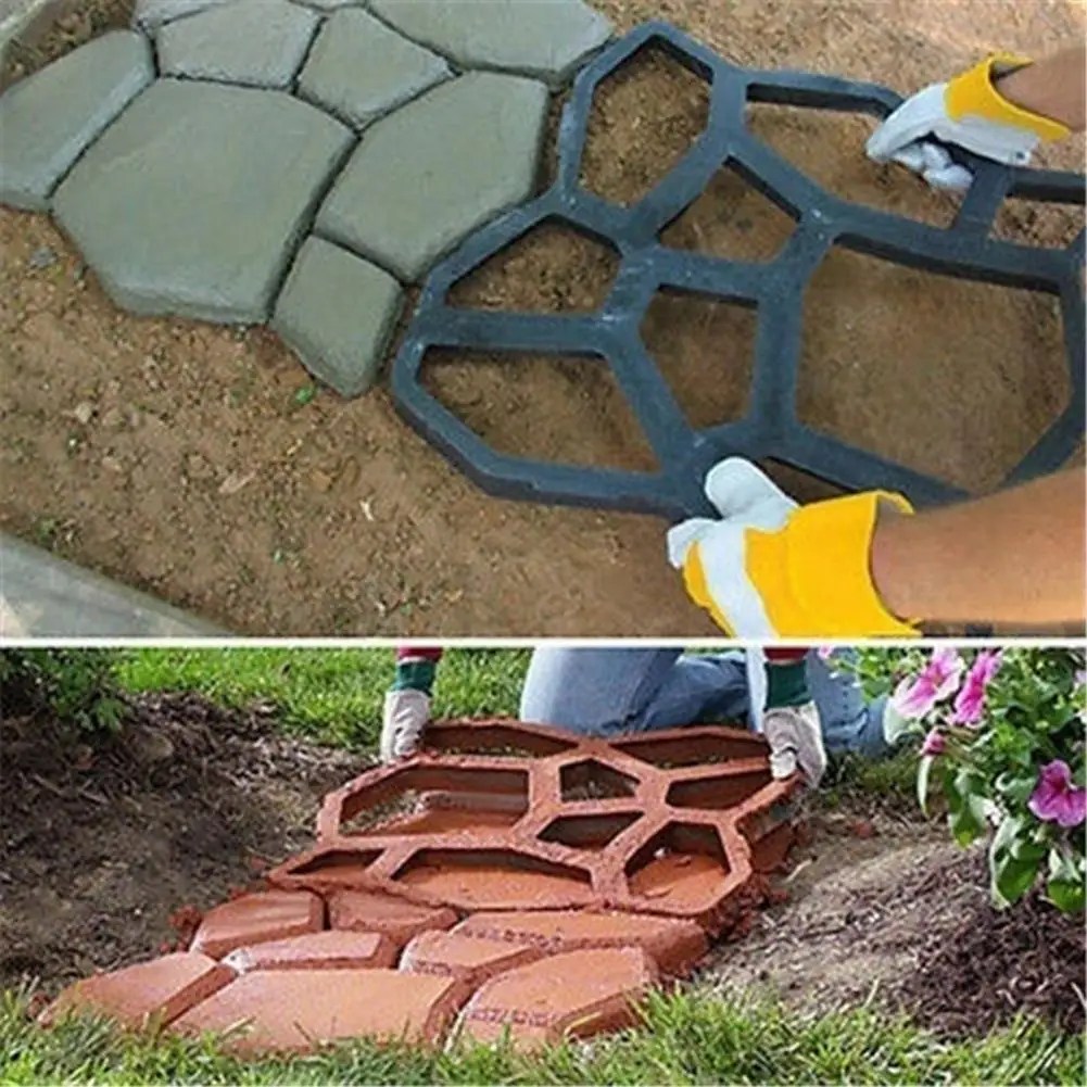 Bahçe yürüyüşü kaldırım kalıp yeniden kullanılabilir DIY elle kaldırım çimento tuğla taş yol beton kalıpları elle kaldırım bahçe dekorasyon - Görsel 5
