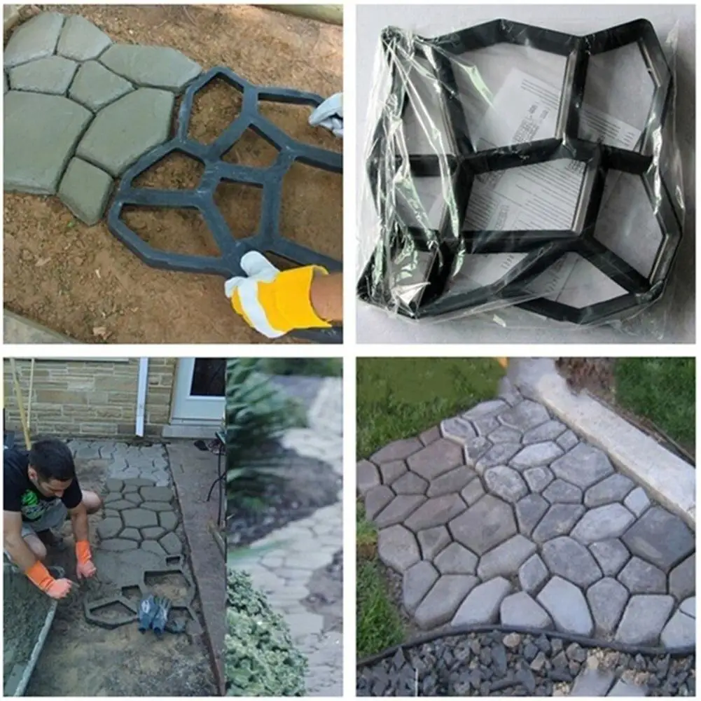 Bahçe yürüyüşü kaldırım kalıp yeniden kullanılabilir DIY elle kaldırım çimento tuğla taş yol beton kalıpları elle kaldırım bahçe dekorasyon