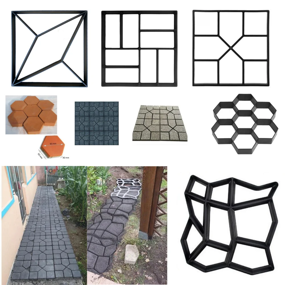 Bahçe yürüyüşü kaldırım kalıp yeniden kullanılabilir DIY elle kaldırım çimento tuğla taş yol beton kalıpları elle kaldırım bahçe dekorasyon