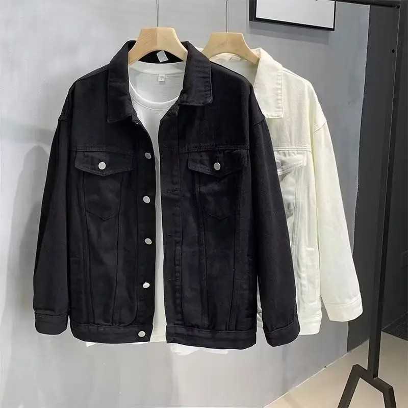 Bahar sonbahar erkek topraklar kırpılmış Jean ceketler gevşek Hip Hop Streetwear yıkanmış Denim ceket mont hırka Tops