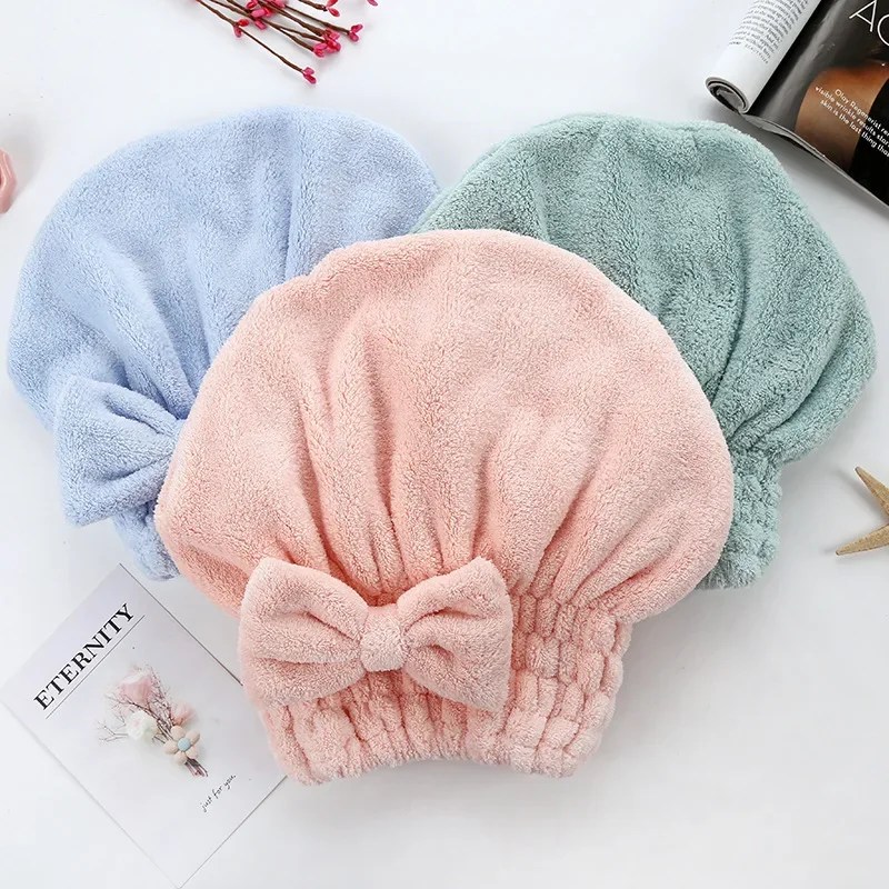 Bambu saç havlu sargısı, ilmek ile mikrofiber saç kurutma duş türban, kadınlar için emici hızlı kuru saç havlu Anti bukle