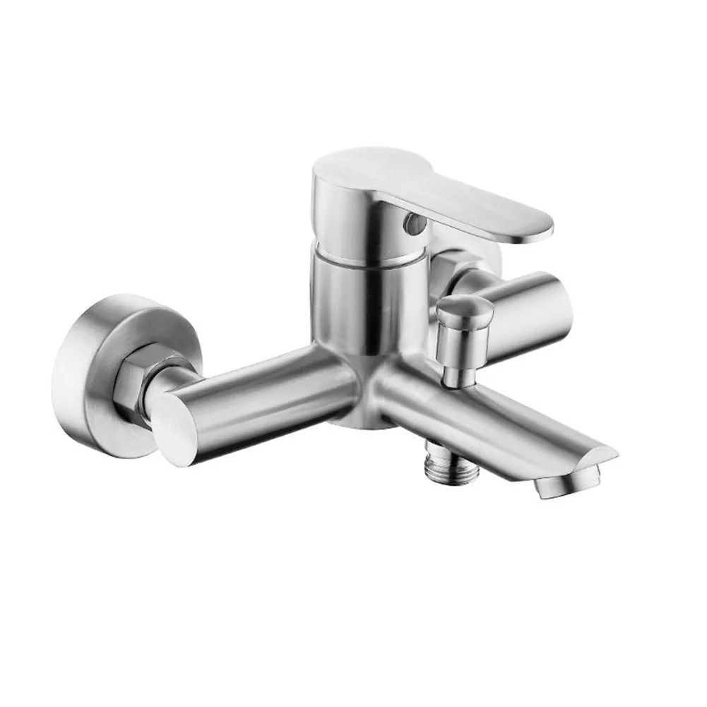 Banyo krom lavabo banyo duvara monte duş dolgu tek dokunun duş musluk bataryası fırçalanmış küvet musluk - Görsel 2