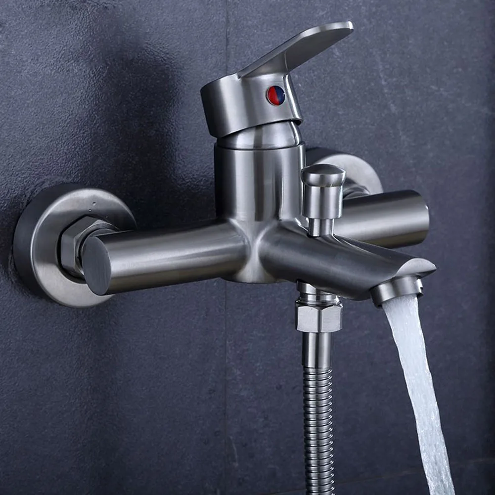Banyo krom lavabo banyo duvara monte duş dolgu tek dokunun duş musluk bataryası fırçalanmış küvet musluk