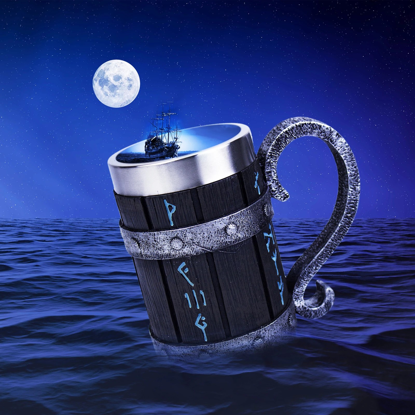 Baphomet kupa Tankard paslanmaz çelik reçine 3D Baphomet Pentagram Sabbatic gotik Wicca Pagan boynuz bira Tankard kupası kupalar 600ml - Görsel 6