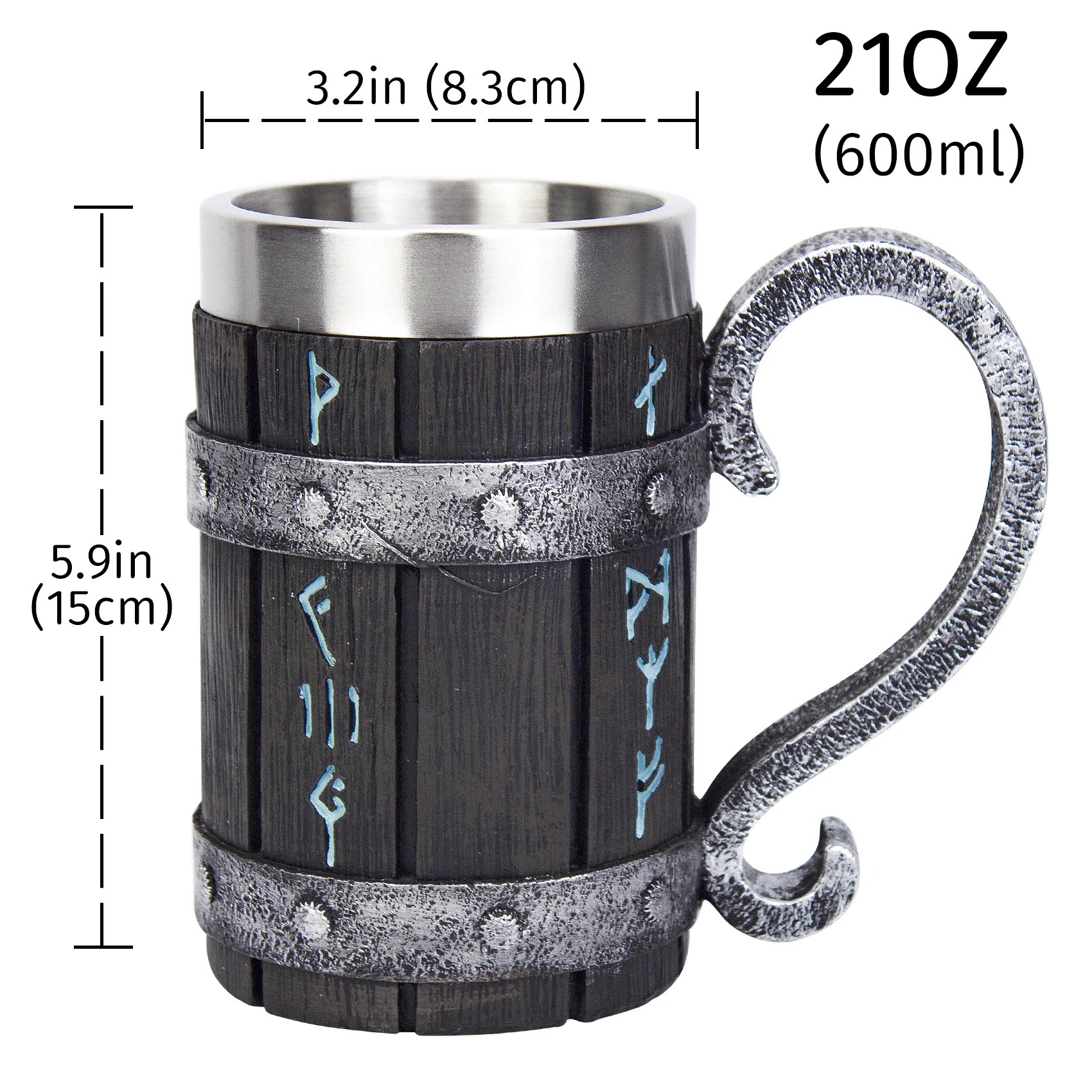 Baphomet kupa Tankard paslanmaz çelik reçine 3D Baphomet Pentagram Sabbatic gotik Wicca Pagan boynuz bira Tankard kupası kupalar 600ml - Görsel 2