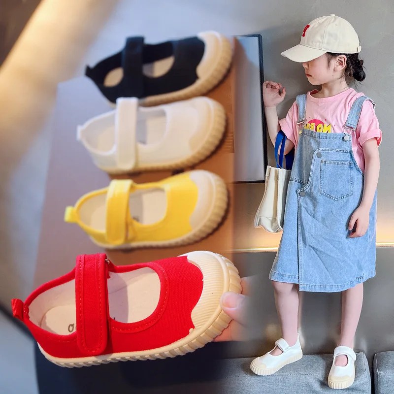 Bebek ayakkabı bebek kız kanvas ayakkabı düz renk bisküvi ayakkabı rahat ayakkabı öğrenci ayakkabı erkek çocuk Tenis De Mujer için Sneaker