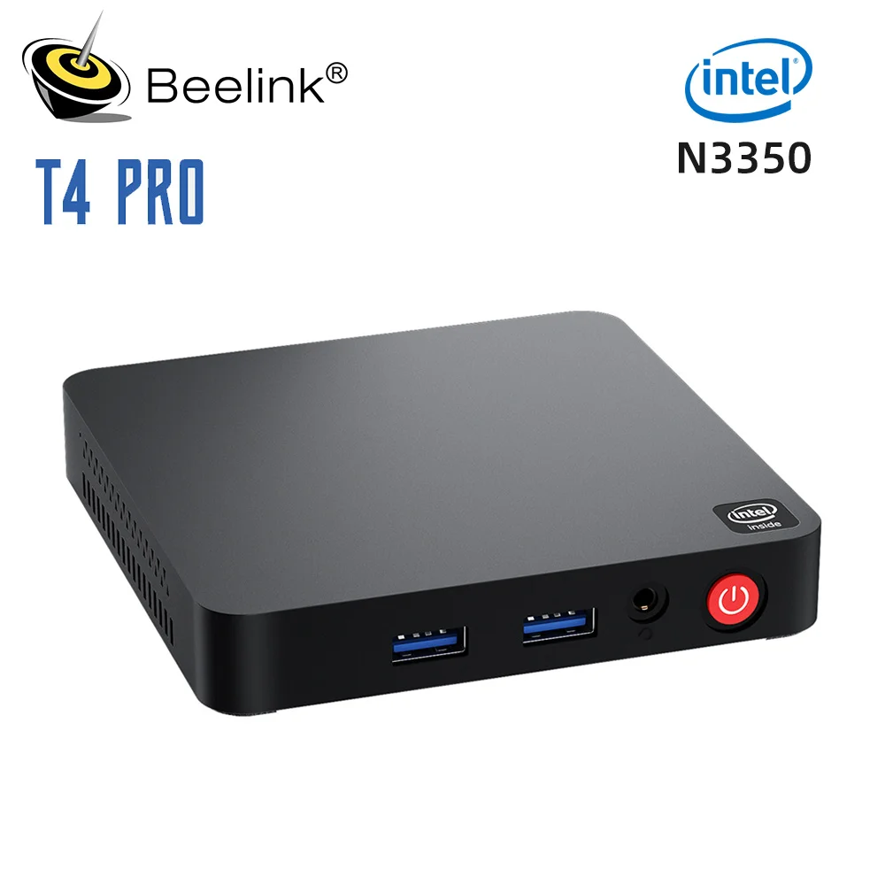 Beelink T4 Pro Mini PC Intel Apollo göl işlemci N3350 4K 4GB 64GB SSD 5.8GHz WiFi BT4.0 1000M AC Wifi Mini bilgisayar VS AK3V