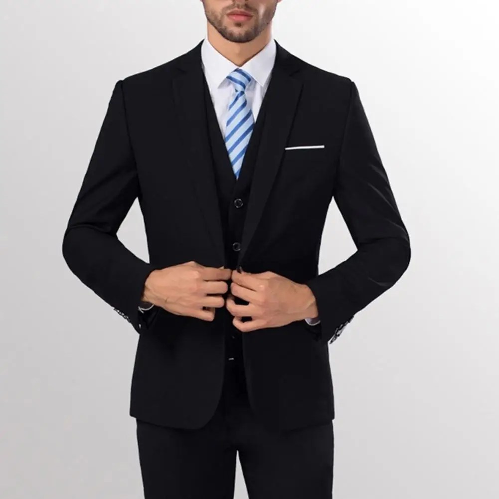 Bir düğme takım yumuşak iyi örgü yakışıklı Slim Fit iş eğlence uyarlanmış takım elbise geniş uygulama
