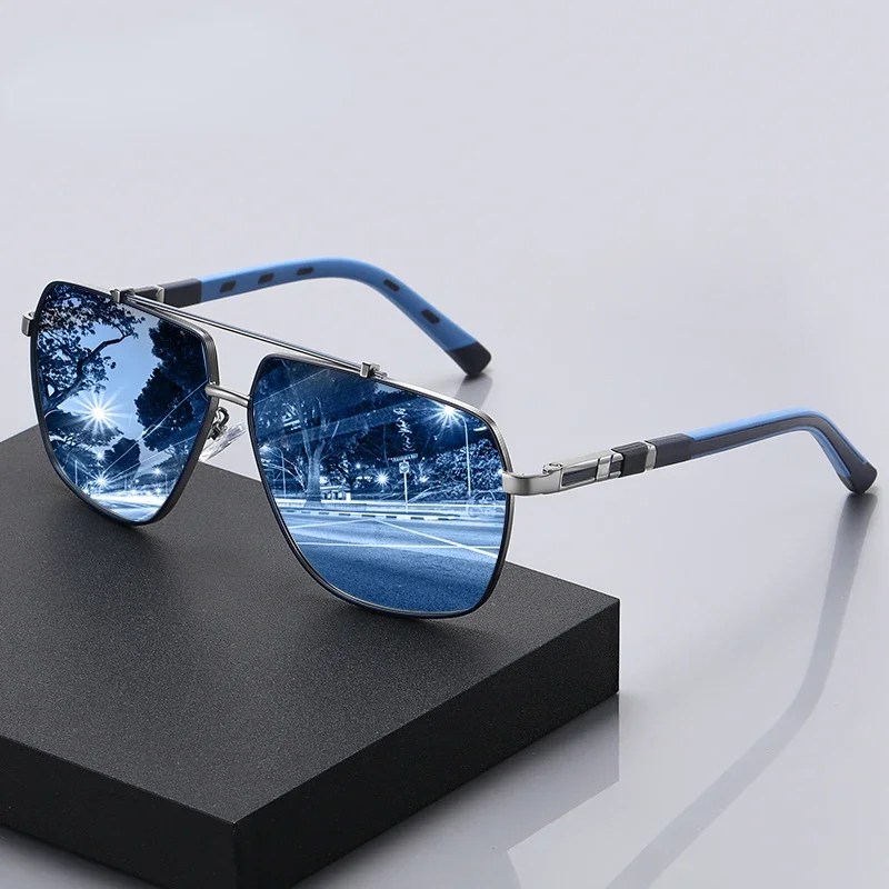 Bisiklet gözlük kare polarize güneş gözlüğü erkekler yüksek kaliteli yay menteşe moda güneş gözlüğü sürüş seyahat UV400 Lens gözlük