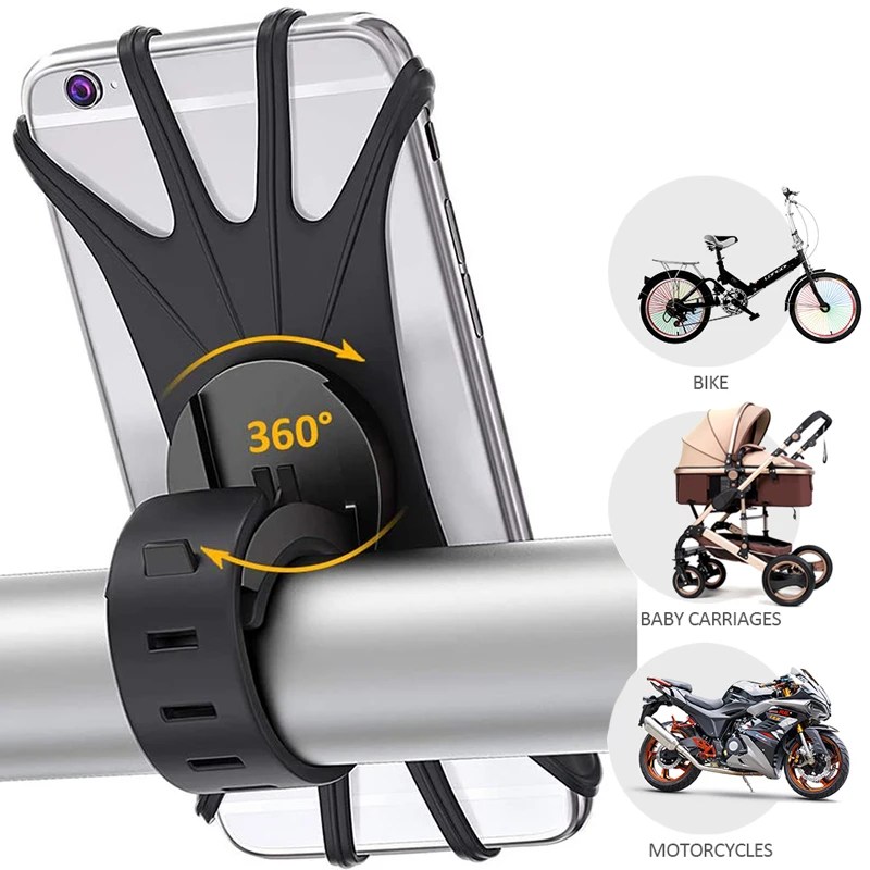 Bisiklet motosiklet silikon cep telefon tutucu standı 360 ° dönebilir sürme bisiklet bisiklet bisiklet akıllı telefon GPS destek braketi