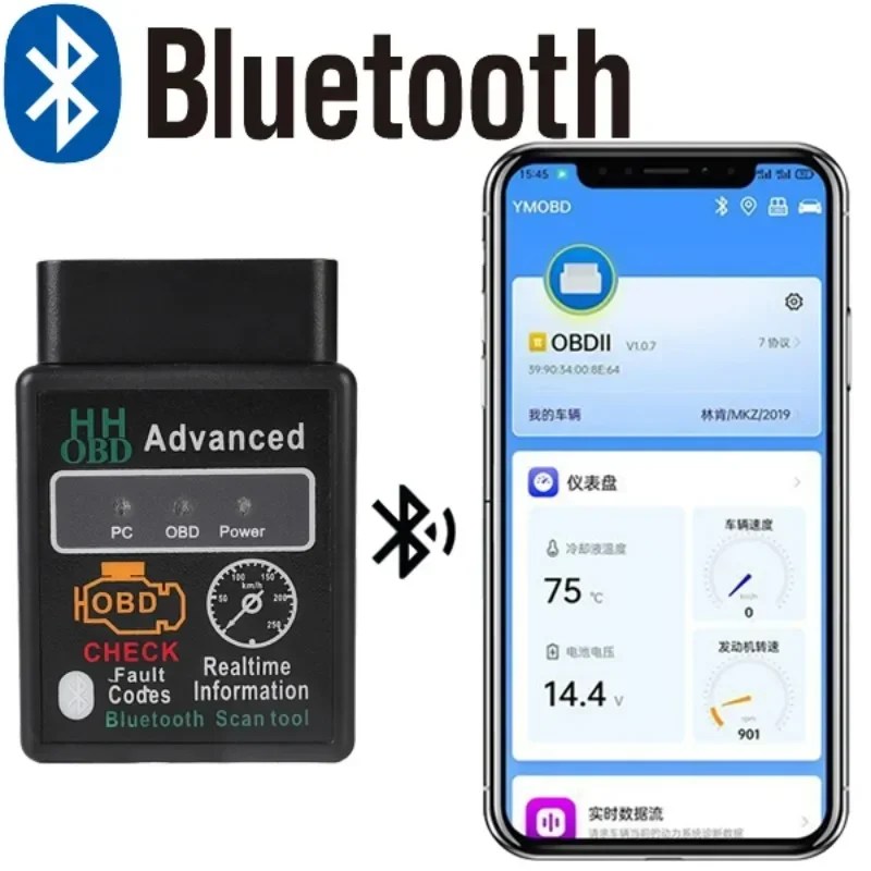 Bluetooth uyumlu araba OBD2 tarayıcı Elm327 V1.5 kod okuyucu OBDII teşhis aracı tanı Android için tarayıcı IOS Windows