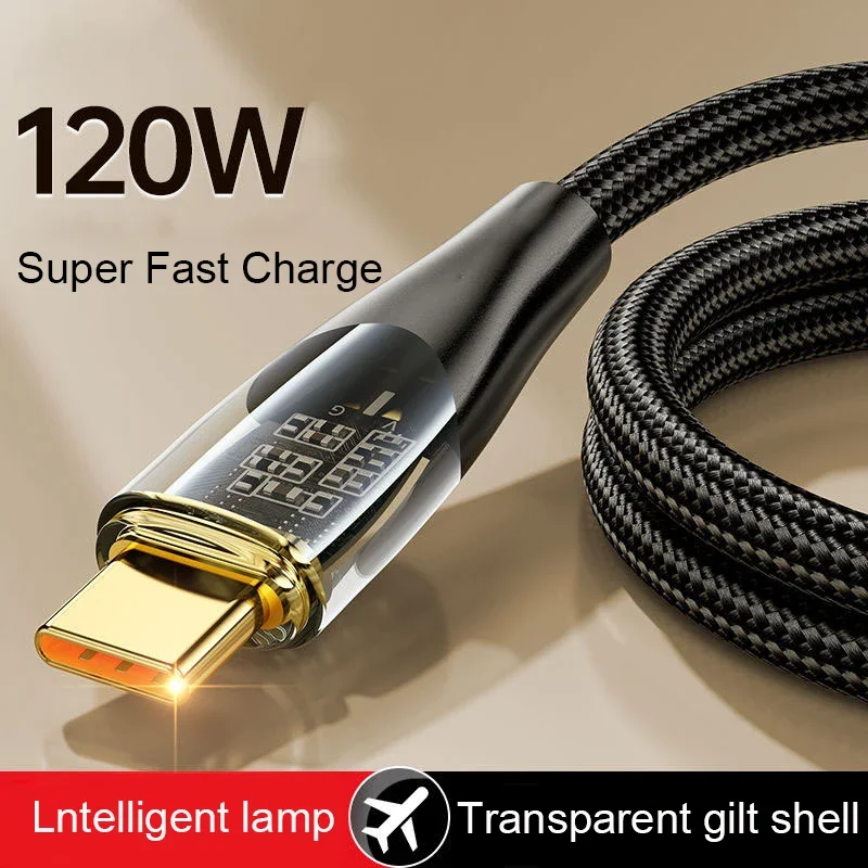 C tipi kablo 120W süper hızlı şarj USB kablosu 1M/1.5M/2M telefon şarj tel için Xiaomi 13 Huawei Samsung Oneplus USB C veri kablosu