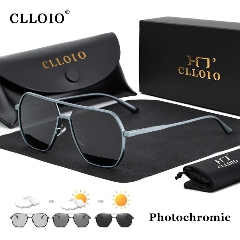 CLLOIO yeni moda alüminyum fotokromik güneş gözlüğü erkekler kadınlar polarize güneş gözlükleri bukalemun parlama önleyici sürüş Oculos de sol